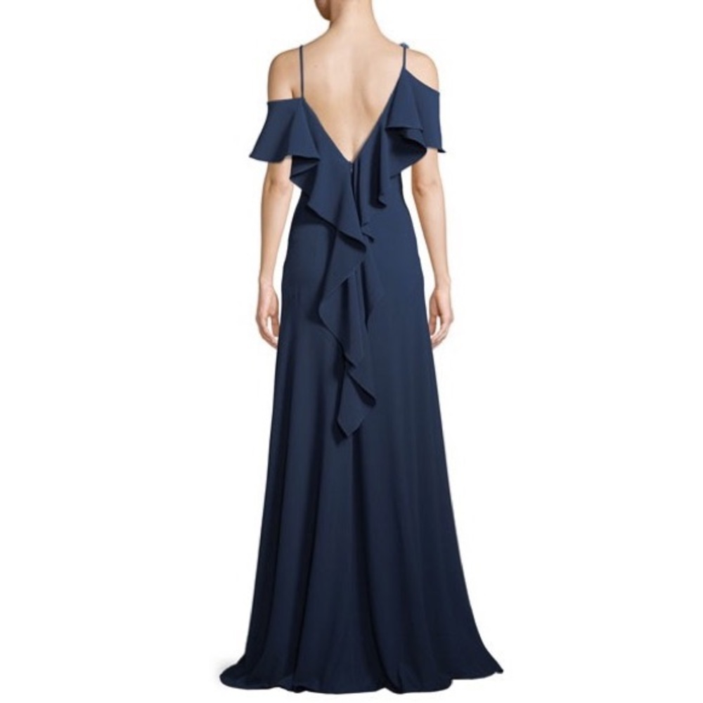 Zac Posen Asymmetrical Adie Navy Gown wedding - Picture 2 of 2